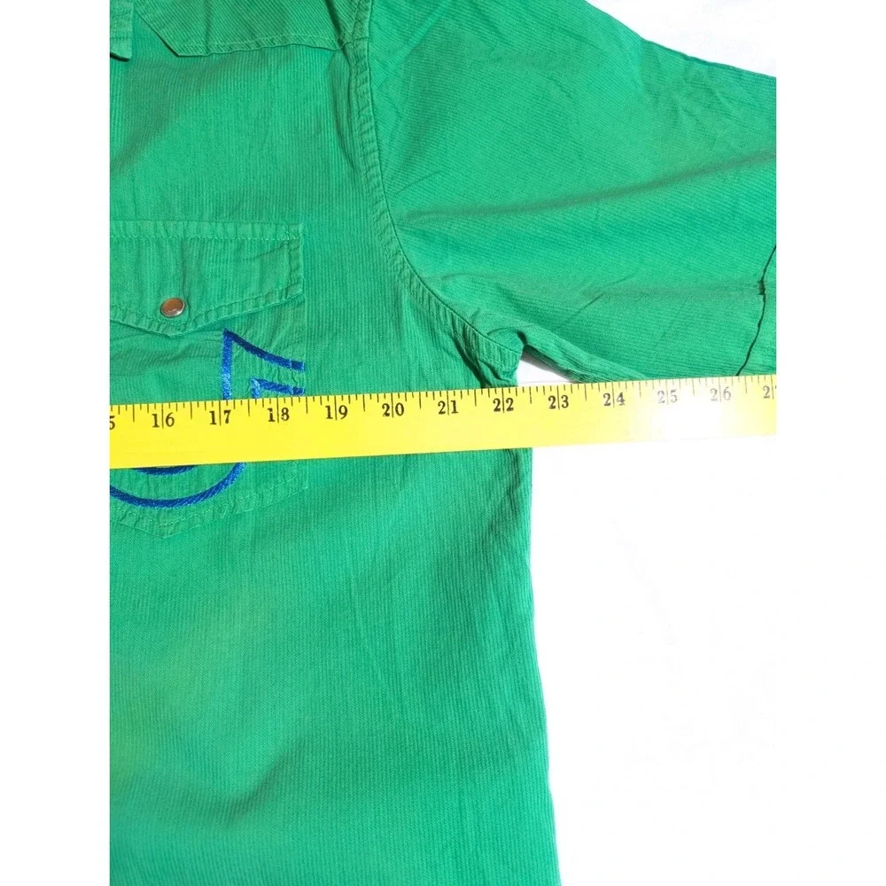 True Religion Mens Shirt Green Short Sleeve Western Pearl Snap  Sz XL Textured